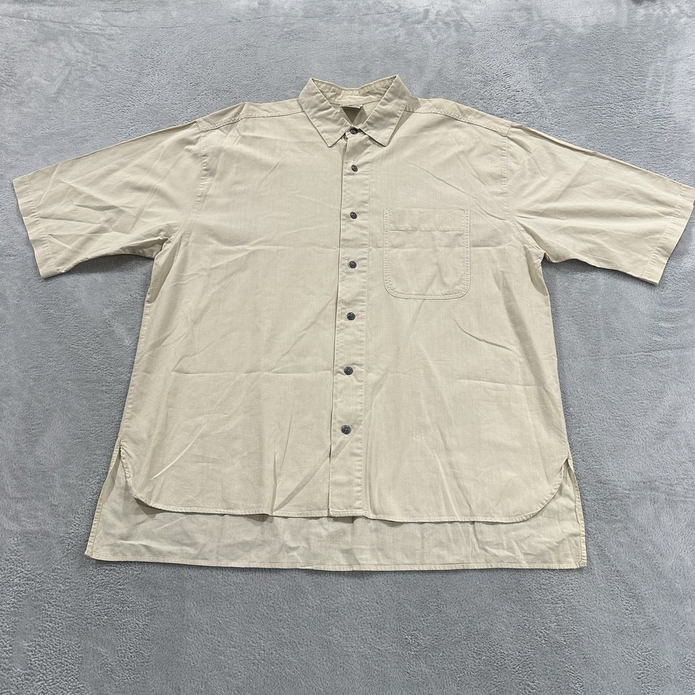 Cucamonga Shirt Short Sleeve Men XL Beige Hawaiian Summer Beach VTG